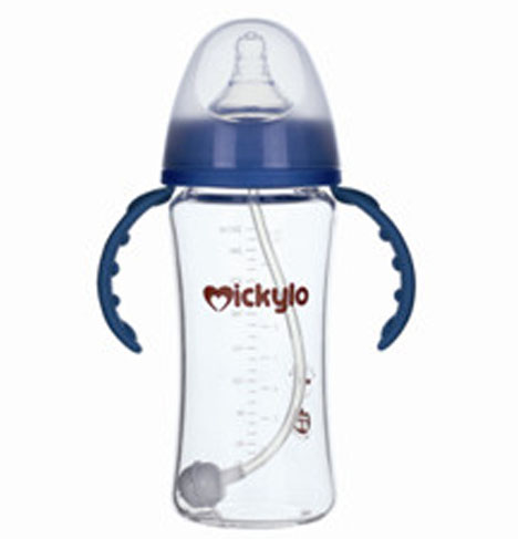 米奇樂晶鉆玻璃寬口自動(dòng)奶瓶260ml