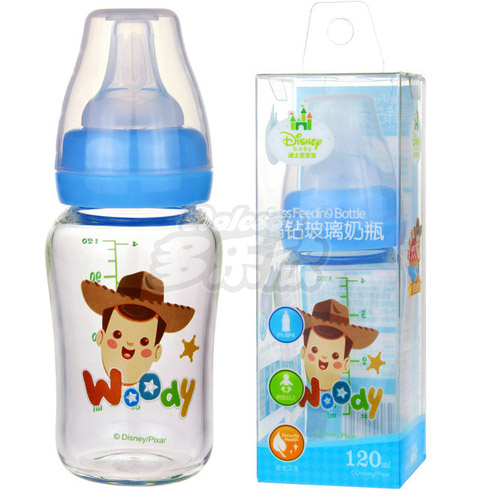 迪士尼寶寶標(biāo)口徑晶鉆玻璃奶瓶120ml