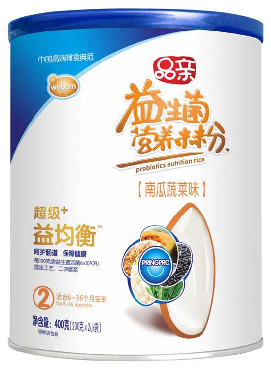 品親超級(jí)+益菌衡南瓜蔬菜味營養(yǎng)米粉